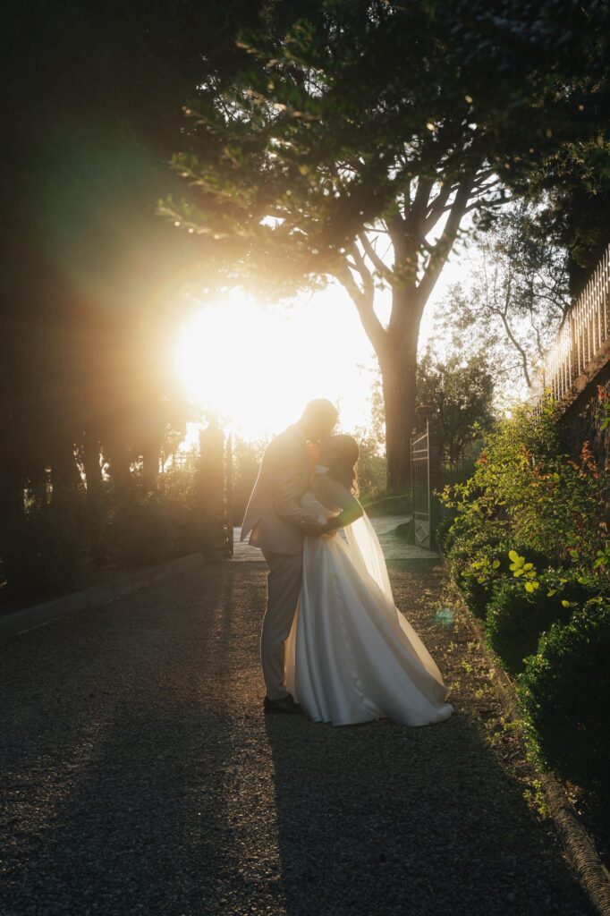 Bride and Groom in the sunset